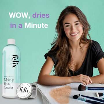 Felix Professional Makeup Brush Cleaner - Deep clean Rinse Free Quick Dry - Ideal for Cleaning and O...