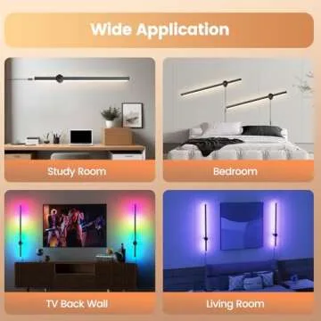 HOAWYEAH 42" Wall Sconces Set of Two, Dimmable Wall Mounted Lamp with 3 Lighting & RGB & Ambiance Mode, Switch & Remote & APP Control, 360° Rotation Plug in Wall Light for Living Room Bedroom Hallway