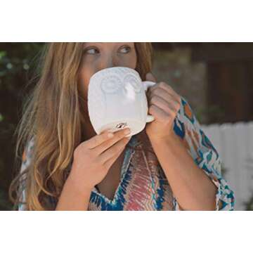 Oversized Embossed Owl Coffee or Tea Mug, 20 oz