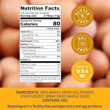 Judee’s Dried Whole Egg Powder 3 lbs - Baking Supplies - Delicious and 100% Gluten-Free - Great fo...