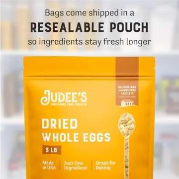 Judee’s Dried Whole Egg Powder 3 lbs - Baking Supplies - Delicious and 100% Gluten-Free - Great for Breakfast, Baking, and Camping Meals - Simplifies Outdoor Cooking Preparation