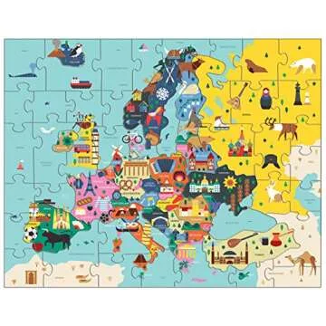 Mudpuppy Map Of Europe – 70 Piece Geography Puzzle with Country-Shaped Pieces and Iconic Landscapes Cultural Items And More
