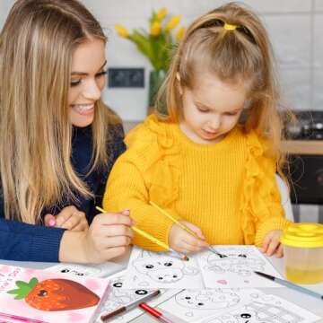 ANGOLIO Valentine' s Day Coloring Books for Kids 24Pcs Bulk Valentine's Sweet Dessert Activity Books DIY Mini Art Drawing Paper for Cupcake Doughnut Coloring Booklet for Classroom Party Favor Gifts