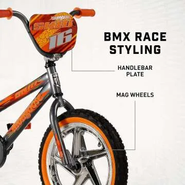 Mongoose Skid 16-Inch Boy's BMX Bike with Training Wheels