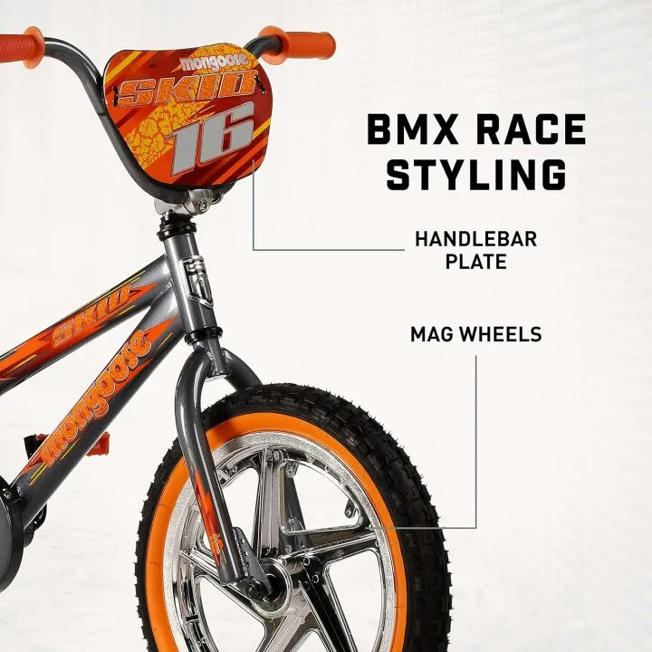 Mongoose Skid 16-Inch Boy's BMX Bike with Training Wheels