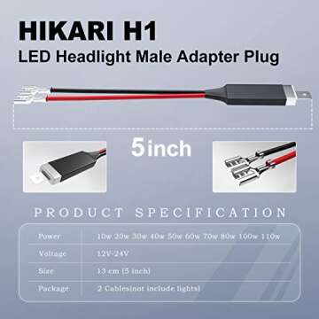 HIKARI H1 LED Male Adapter Plug Single Diode Converter Wiring Connecting Harness Socket Diode Extens...