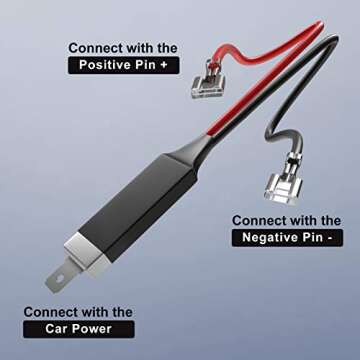 HIKARI H1 LED Male Adapter Plug Single Diode Converter Wiring Connecting Harness Socket Diode Extension Converter Cable Lines for Bulb Cables Accessories - 2 Pack