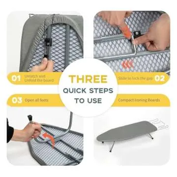 Metal Foldable Tabletop Ironing Board with Iron Rest, Portable Ironing Board Small with Heat Resistant Cotton Cover, RAINHOL Mini Iron Board for Small Space and Travel, 31"x12", Gray