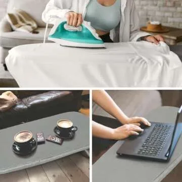 Metal Foldable Tabletop Ironing Board with Iron Rest, Portable Ironing Board Small with Heat Resistant Cotton Cover, RAINHOL Mini Iron Board for Small Space and Travel, 31"x12", Gray
