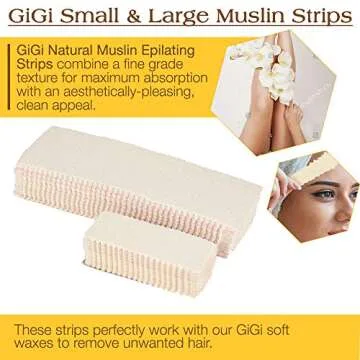 GiGi Waxing Strips: Premium Hair Removal Muslin Strips for All Skin Types, 100 Strips Each (2 Packs)