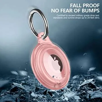 2 Pack IPX8 Waterproof AirTag Keychain Holder Case, Lightweight, Anti-Scratch, Easy Installation,Soft Full-Body Shockproof Air Tag Holder for Luggage,Keys, Dog Collar-Pink