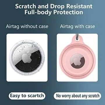 2 Pack IPX8 Waterproof AirTag Keychain Holder Case, Lightweight, Anti-Scratch, Easy Installation,Soft Full-Body Shockproof Air Tag Holder for Luggage,Keys, Dog Collar-Pink