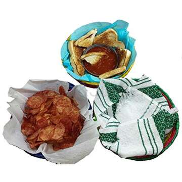 Handwoven Palm Baskets by Jacq & Jürgen - 3 Pack Multicolor - Medium Size Bundle - Traditional Mexican Tortillero