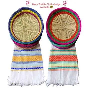 Handwoven Palm Baskets - 3 Colorful Set for Storage