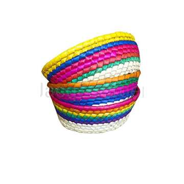 Handwoven Palm Baskets by Jacq & Jürgen - 3 Pack Multicolor - Medium Size Bundle - Traditional Mexican Tortillero