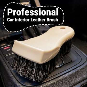 YeewayVeh Leather Cleaning Brush, Long Bristle Horse Hair Car Cleaning Brush for Car Interior Leathe...