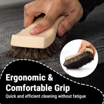 YeewayVeh Leather Cleaning Brush, Long Bristle Horse Hair Car Cleaning Brush for Car Interior Leather Seat and Home Furniture