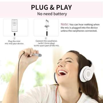 USB C Mini Karaoke Microphone for Android Phone, Laptop, Tablets Small ASMR Microphone for Voice Vid...