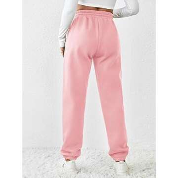 PINSPARK Women Winter Sweatpants Fleece Athletic Jogger Pant Casual Baggy Lounge Pants Athletic Workout Outdoor Light Pink XS