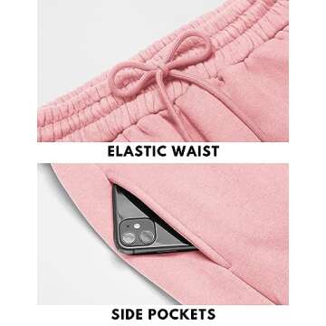 PINSPARK Women Winter Sweatpants Fleece Athletic Jogger Pant Casual Baggy Lounge Pants Athletic Workout Outdoor Light Pink XS