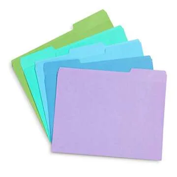 Blue Summit Supplies Ocean Tone Colored File Folders: 100 Pack of Assorted Colors for Stylish Organi...