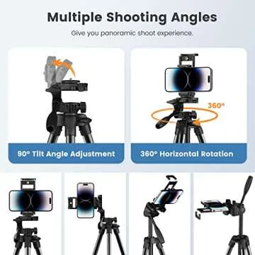 MoKo 60" Camera Tripod for Canon Nikon, Lightweight Aluminum DSLR Camera Stand Holder with Carrying Bag, Universal Phone Tablet Mount and Wireless Remote, Max Load 6.61 lbs, Black