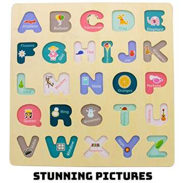 Alphabet Puzzle - Premium ABC Wooden Peg Puzzle - Extra Large