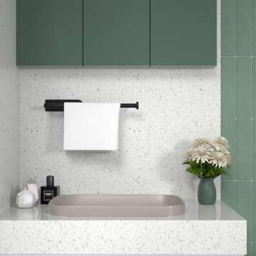 Paper Towel Holder, Self Adhesive or Screw Mounting, Black Paper Towel Holder Wall Mount, SUS304 Stainless Steel Paper Towel Holder Under Cabinet for Kitchen, Counter, Cabinet, Bathroom