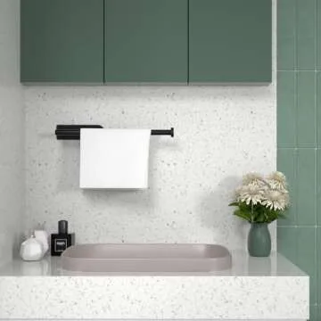 Paper Towel Holder, Self Adhesive or Screw Mounting, Black Paper Towel Holder Wall Mount, SUS304 Stainless Steel Paper Towel Holder Under Cabinet for Kitchen, Counter, Cabinet, Bathroom