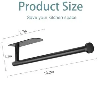 Paper Towel Holder, Self Adhesive or Screw Mounting, Black Paper Towel Holder Wall Mount, SUS304 Stainless Steel Paper Towel Holder Under Cabinet for Kitchen, Counter, Cabinet, Bathroom
