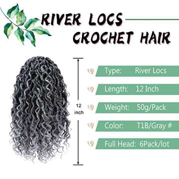 LIYATE Goddess Locs Crochet Hair 12 Inch 6 Packs Faux Locs Gray Crochet Hair for Black Women Pre Loo...