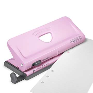 Rapesco Adjustable 6-Hole Punch for Planners and 6-Ring Binders - Pink, 320 feet (1322)