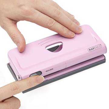 Rapesco Adjustable 6-Hole Punch for Planners and 6-Ring Binders - Pink, 320 feet (1322)