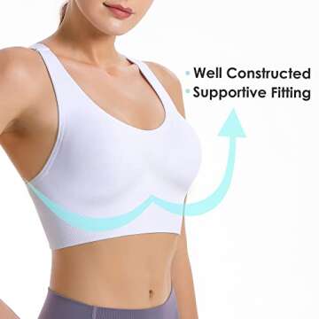 Evercute Sports Bra for Women Padded Medium Support Criss Cross Strappy Bras Seamless High Impact Yoga Exercise Athletic Bras