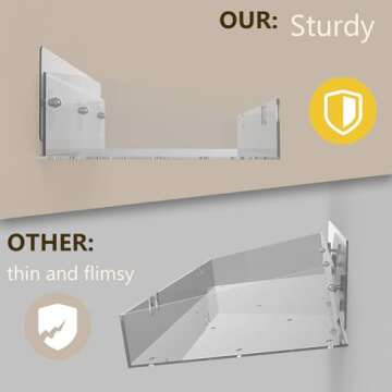 Durmmur Acrylic Shower Caddy with Soap Dish, 3Pack Clear Adhesive Bathroom Shower Shelves Organizer, Transparent Floating Shelf for Wall Storage Shower Mirror, With Hook