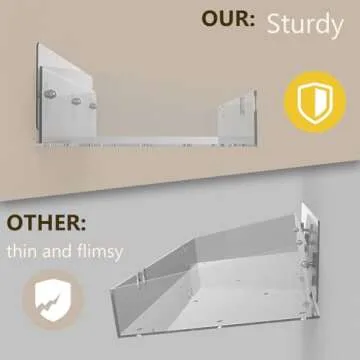 Durmmur Acrylic Shower Caddy with Soap Dish, 3Pack Clear Adhesive Bathroom Shower Shelves Organizer, Transparent Floating Shelf for Wall Storage Shower Mirror, With Hook