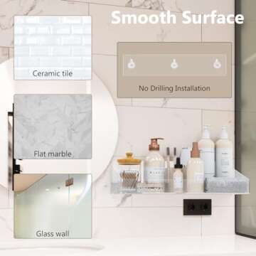 Durmmur Acrylic Shower Caddy with Soap Dish, 3Pack Clear Adhesive Bathroom Shower Shelves Organizer, Transparent Floating Shelf for Wall Storage Shower Mirror, With Hook