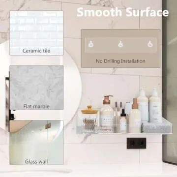 Durmmur Acrylic Shower Caddy with Soap Dish, 3Pack Clear Adhesive Bathroom Shower Shelves Organizer, Transparent Floating Shelf for Wall Storage Shower Mirror, With Hook