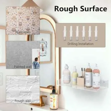 Durmmur Acrylic Shower Caddy with Soap Dish, 3Pack Clear Adhesive Bathroom Shower Shelves Organizer, Transparent Floating Shelf for Wall Storage Shower Mirror, With Hook