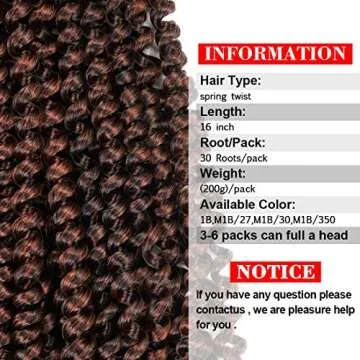 16 inch Spring Twist Crochet Braids Hair for Butterfly Locs Bomb Twist Crochet Hair Beyond Beauty Ombre Colors Synthetic Fluffy Hair Extension 3 Packs(16 Inch, M1B-350)