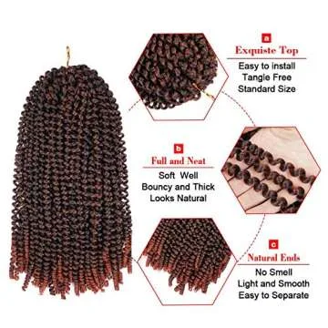16 inch Spring Twist Crochet Braids Hair for Butterfly Locs Bomb Twist Crochet Hair Beyond Beauty Ombre Colors Synthetic Fluffy Hair Extension 3 Packs(16 Inch, M1B-350)