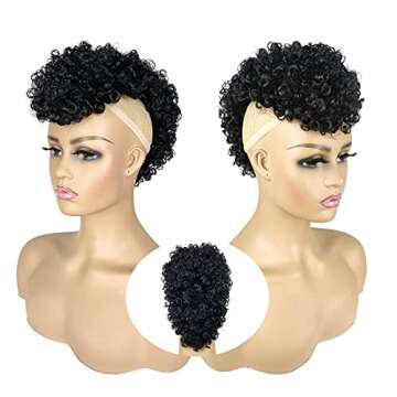 UAmy hair Afro Puff Mohawk Ponytail Jerry Curly Non Drawstring Ponytail Clip in Synthetic Fauxhawks ...