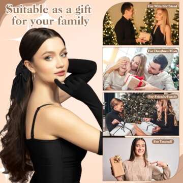 8 Pcs Hair Bows for Women, Medium Bow Hair Clips Brown Satin Hair Bows for Girls Hair Bow Clips Cute Hair Accessories for Aldult Kids Christmas Presents