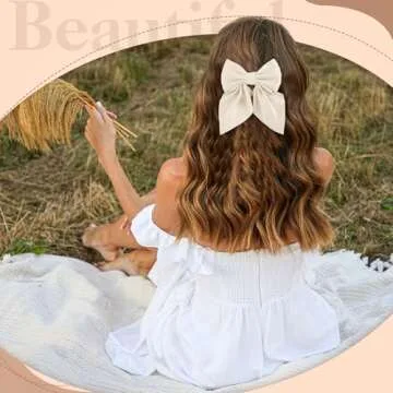 8 Pcs Hair Bows for Women, Medium Bow Hair Clips Brown Satin Hair Bows for Girls Hair Bow Clips Cute Hair Accessories for Aldult Kids Christmas Presents