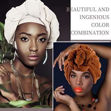 Geyoga 12 Pieces Head Wraps for Women Turbans Nurses Head Wrap Headband Scarf Soft Head Wraps for Black Women Hijab (Bright Colors)