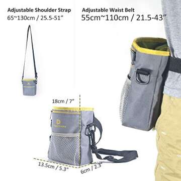 DoggyDobby Dog Treat Training Pouch with Poop Bag Dispenser, 3 Ways to Wear, Adjustable Waist Belt and Shoulder Strap