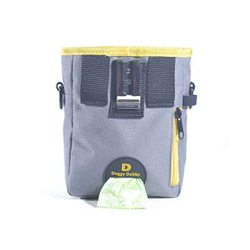 DoggyDobby Dog Treat Training Pouch with Poop Bag Dispenser, 3 Ways to Wear, Adjustable Waist Belt and Shoulder Strap