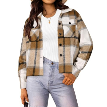 HOTOUCH Women's Plaid Flannel Shacket - Stylish Winter & Fall Jacket