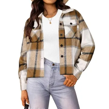 HOTOUCH Women's Plaid Flannel Shacket - Stylish Winter & Fall Jacket