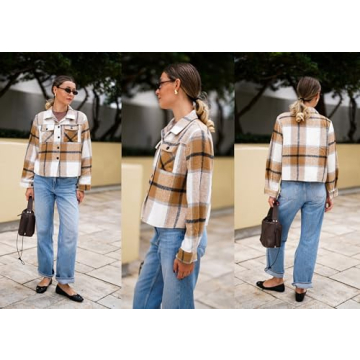 HOTOUCH Women's Plaid Flannel Shacket Winter Fall Jacket